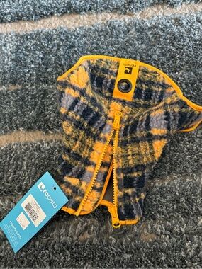 Tundra Yellow and Gray Plaid Dog Hoodie with Bright Yellow Trim
